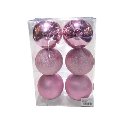 Σετ Χριστουγεννιάτικες μπάλες - 8cm - 6pcs - 326031 - Pink