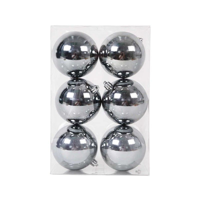 Σετ Χριστουγεννιάτικες μπάλες - 10cm - 6pcs - 326024 - Silver