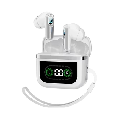 Ασύρματα ακουστικά Bluetooth με ψηφιακή οθόνη & θήκη φόρτισης - J61 - 814031 - White