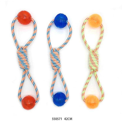 Παιχνίδι σκύλου σχοινί με μπάλα TPR - 42cm - 12pcs - 550571