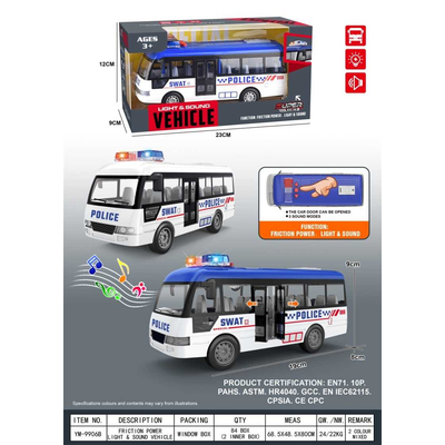 Ηλεκτρονικό λεωφορείο Police με φωτισμό - YM-9906B - 917328