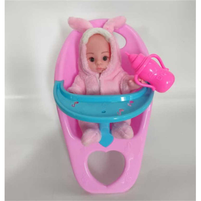 Κούκλα μωρό με καρεκλάκι φαγητού - 663 - 917395