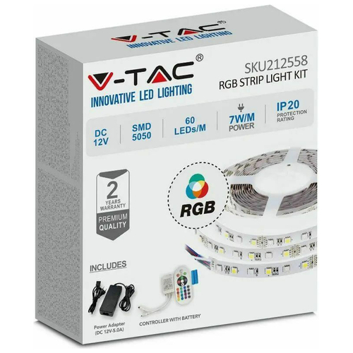 V-TAC Σετ εύκαμπτης ταινίας LED SMD5050 60 LEDs 7W/m RGB IP20 212558