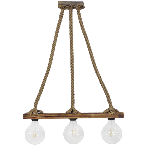 Ράγα μοντέρνο φωτιστικό Ε/27 RAGA 3L ROPE WOOD