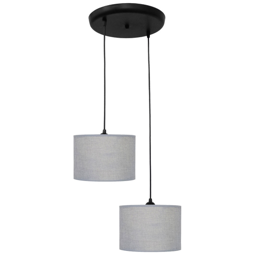 ΗΚ-04 PENDEL 2L ΓΚΡΙ-BL / GREY-ΒL Μοντέρνο φωτιστικό 2φωτο κύλινδρος