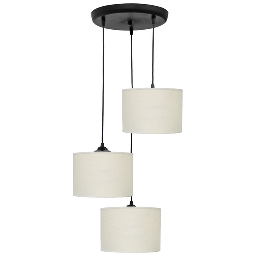 ΗΚ-01 PENDEL 3L ΛΕΥΚΟ/ΚΡΕΜ-ΒL / WHITE/CREAM-BL Μοντέρνο φωτιστικό 3φωτο κύλινδρος