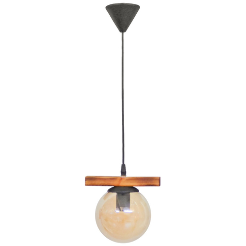 Κρεμαστό φωτιστικό με γυαλί μελί R-600CABLE 1L WOOD