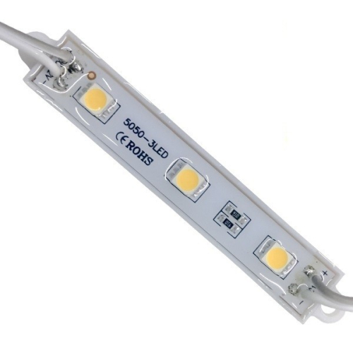 20 Τεμάχια x LED Module 3 SMD 5050 0.8W 12V 55lm IP65 Αδιάβροχο Θερμό Λευκό 3000k GloboStar 65001