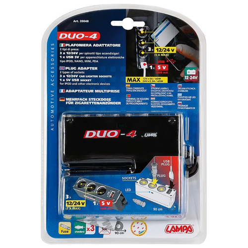 ΑΝΤΑΠΤΟΡΑΣ ΑΝΑΠΤΗΡΑ 3 ΘΕΣΕΩΝ 12/24V- 5A ΜΕ USB 5V ΚΑΙ LED DUAL-POWER ΜΕ ΚΑΛΩΔΙΟ 90 cm (ΠΟΛΥΠΡΙΖΟ)