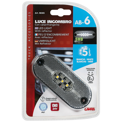ΦΩΣ ΟΓΚΟΥ ΦΟΡΤΗΓΟΥ 24V 5LED 108x44mm ΛΕΥΚΟ ΑΔΙΑΒΡΟΧΟ LAMPA -1ΤΕΜ.
