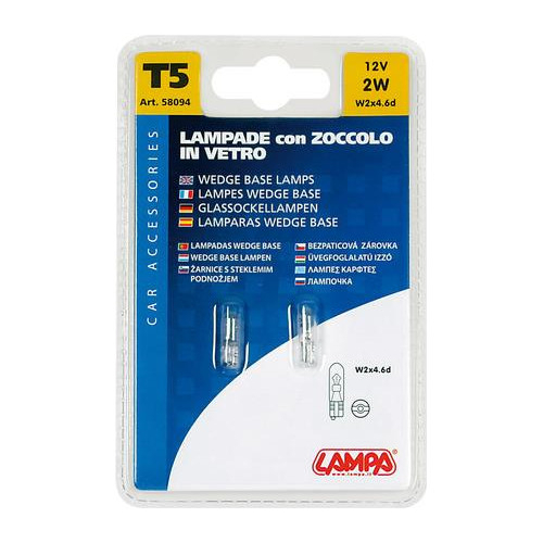 T5 12V 2W W2x4,6d Καρφωτό - Ακάλυκο STANDARD LINE Αλογόνου BLISTER 2τεμ.