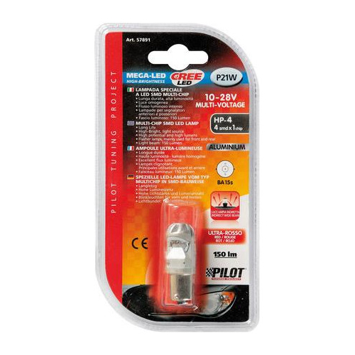 P21W 10-28V BA15s MEGA-LED 150LM ΔΙΑΘΛΑΣΗΣ ΚΟΚΚΙΝΟ (ΜΟΝΟΠΟΛΙΚΟ) BLISTER 1ΤΕΜ.