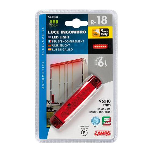 ΦΩΣ ΟΓΚΟΥ 6LED ΚΟΚΚΙΝΟ 12/24V 96mm ΑΔΙΑΒΡΟΧΟ 1ΤΕΜ.