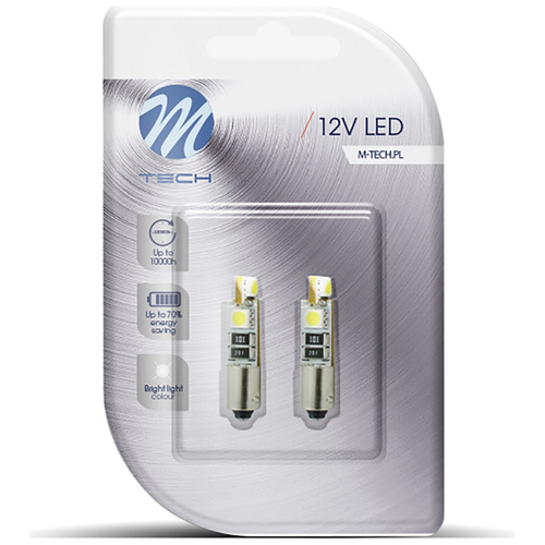 T4W 12V 0,64W BA9s (ΜΙΝΙΟΝ) LED 4xSMD5050 CAN-BUS ΛΕΥΚΟ BLISTER 2ΤΕΜ. M-TECH