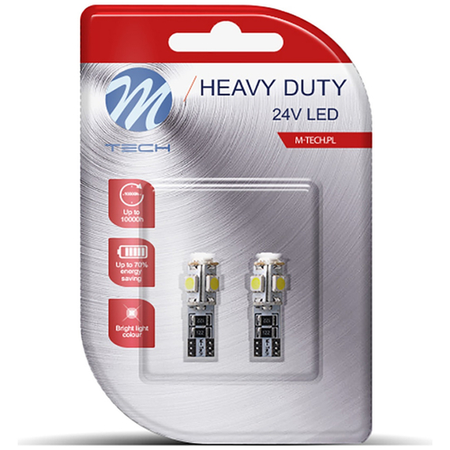 W5W 24V T10 1,5W W2,1x9,5d LED 5xSMD5050 ΛΕΥΚΟ (ΚΑΡΦΩΤΟ CAN-BUS) BLISTER 2ΤΕΜ. M-TECH