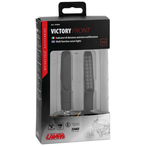 ΦΛΑΣ MOTO ΕΜΠΡΟΣ 12V SMD LED VICTORY ΜΑΥΡΟ 2 ΧΡΗΣΕΩΝ (ΘΕΣΕΩΣ /ΦΛΑΣ) 91x15mm  LAMPA  - 2 TEM