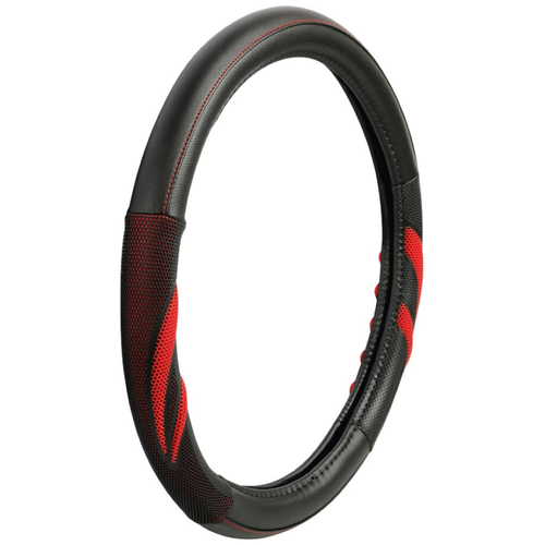 ΚΑΛΥΜΜΑ ΤΙΜΟΝΙΟΥ SUZUKA (M) 37/39cm ΔΕΡΜΑΤΙΝΗ ΜΑΥΡΟ/ΚΟΚΚΙΝΟ ΑΟΣΜΟ ECO-FRIENDLY