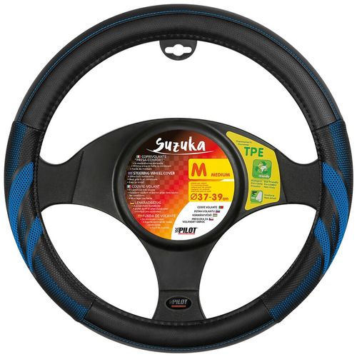 ΚΑΛΥΜΜΑ ΤΙΜΟΝΙΟΥ SUZUKA (M) 37/39cm ΔΕΡΜΑΤΙΝΗ ΜΑΥΡΟ/ΜΠΛΕ ΑΟΣΜΟ ECO-FRIENDLY