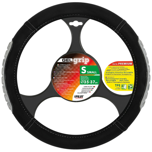 ΚΑΛΥΜΜΑ ΤΙΜΟΝΙΟΥ GEL GRIP (S) 35/37cm ΜΙΚΡΟΙΝΕΣ/ΤΖΕΛ ΜΑΥΡΟ/ΓΚΡΙ ΑΟΣΜΟ ECO-FRIENDLY