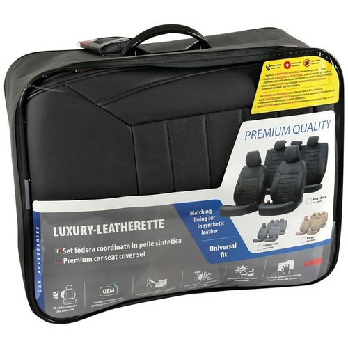 ΚΑΛΥΜΜΑΤΑ ΚΑΘΙΣΜΑΤΩΝ LUXURY LEATHERETTE ΔΕΡΜΑΤΙΝΗ ΑΦΡΩΔΕΣ ΜΑΥΡΟ -4 ΤΕΜ