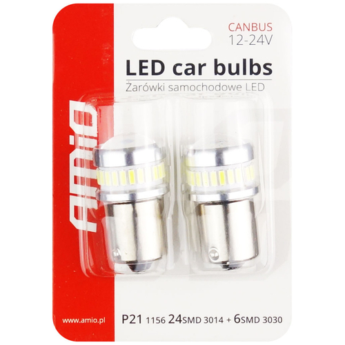 R5W/R10W 12/24V BA15s 24+6xSMD3030 CAN-BUS ΔΙΑΘΛΑΣΗΣ (ΜΟΝΟΠΟΛΙΚΟ/ΦΟΥΝΤΟΥΚΙ)  ΑΜΙΟ - 2ΤΕΜ.