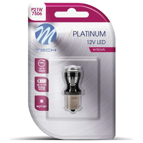 P21W 12/24V BA15s 14xSMD2835 LED ΚΟΚΚΙΝΟ CAN-BUS BLISTER  M-TECH - 1 ΤΕΜ.