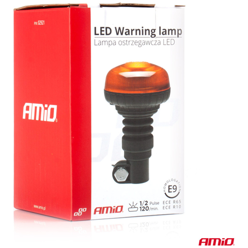 ΦΑΡΟΣ ΠΕΡΙΣΤΡΕΦΟΜΕΝΟΣ LED MINI 12/24V 18SMD ΕΛΑΣΤΙΚΟΣ ΒΙΔΩΤΟΣ ΠΟΡΤΟΚΑΛΙ 138x86mm AMIO -1 ΤΕΜ.