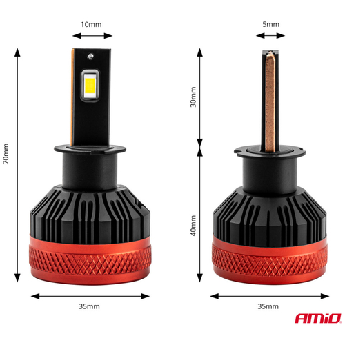 ΛΑΜΠΕΣ LED H3 10-16V 90W 6.500K 9900lm CAN BUS (ME ΑΝΕΜΙΣΤΗΡΑΚΙ) X3 SERIES AMIO - 2ΤΕΜ.