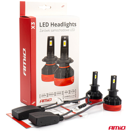ΛΑΜΠΕΣ LED H3 10-16V 90W 6.500K 9900lm CAN BUS (ME ΑΝΕΜΙΣΤΗΡΑΚΙ) X3 SERIES AMIO - 2ΤΕΜ.