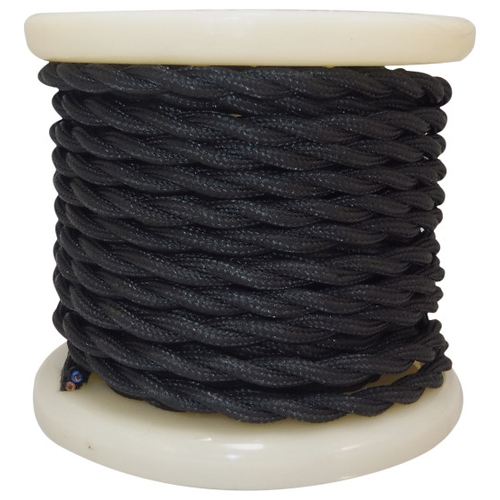 ELVHX - EL338006 | Textile Cable Τwist 2x0.75mm²- ρολλό 10mt – ΜΑΥΡΟ
