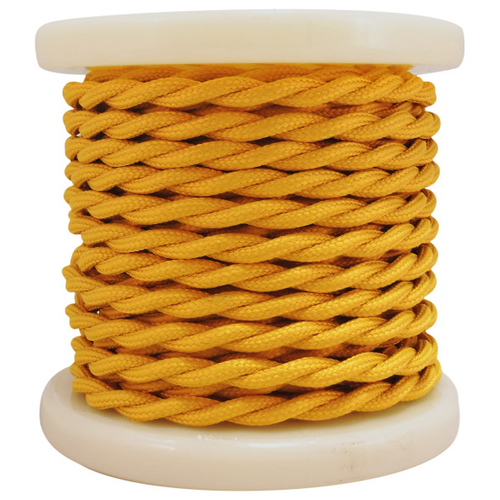 ELVHX - EL338013 | Textile Cable Τwist 2x0.75mm²- ρολλό 10mt – KIΤΡΙΝΟ ΣΚΟΥΡΟ