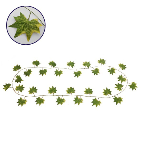 GloboStar® 09040 Τεχνητό Κρεμαστό Φυτό Διακοσμητική Γιρλάντα Μήκους 2.2 μέτρων με 30 X Φύλλα Σφενδάμης Πράσινα