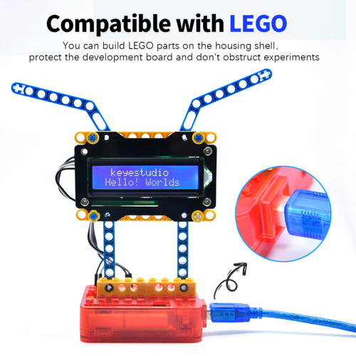 KEYESTUDIO θήκη για Arduino UNO R3 67800277, συμβατή με LEGO, μαύρη
