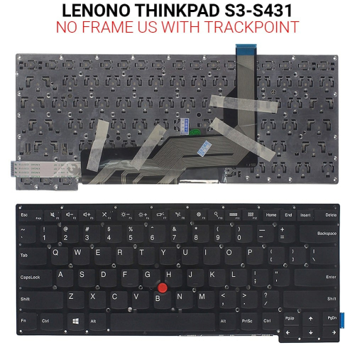 Πληκτρολόγιο  LENONO THINKPAD S3-S431 NO FRAME US WITH TRACKPOINT