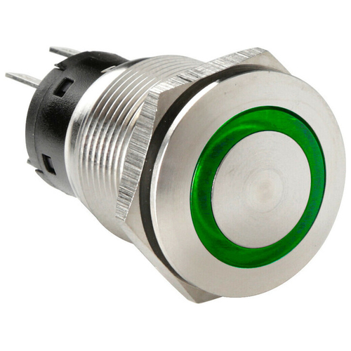 ΔΙΑΚΟΠΤΗΣ ΜΠΟΥΤΟΝ (BUTTON) 12/24V 5Amax 5PIN IP65 ON/OFF ME LED ΠΡΑΣΙΝΟ ΑΝΟΞΕΙΔΩΤΟ ΑΤΣΑΛΙ LAMPA - 1 TEM.