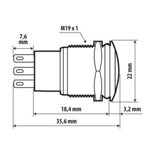 ΔΙΑΚΟΠΤΗΣ ΜΠΟΥΤΟΝ (BUTTON) 12/24V 5Amax 5PIN IP65 ON/OFF ME LED ΜΠΛΕ ΑΝΟΞΕΙΔΩΤΟ ΑΤΣΑΛΙ LAMPA - 1 TEM.