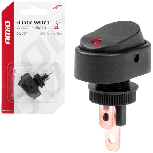 ΔΙΑΚΟΠΤΗΣ ON/OFF 3 ΕΠΑΦΩΝ ΜΕ LED ΚΟΚΚΙΝΟ12/24V Φ12mm 30A ΜΕ ΣΠΕΙΡΩΜΑ ΟΒΑΛ ΑΜΙΟ - 1 ΤΕΜ.