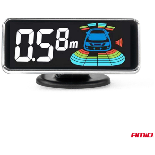 ΣΥΣΤΗΜΑ ΠΑΡΚΑΡΙΣΜΑΤΟΣ 12V ΜΕ 8 ΑΙΣΘΗΤΗΡΕΣ ΣΕ ΛΕΥΚΟ ΧΡΩΜΑ 21,5mm ΜΕ BUZZER (ΗΧΟ) ΚΑΙ ΟΘΟΝΗ LED 3D ΑΜΙΟ - 1 τεμ.