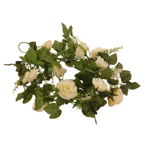 GloboStar® 09000 Τεχνητό Κρεμαστό Φυτό Διακοσμητική Γιρλάντα Μήκους 2.2 μέτρων με 10 X Μεγάλα Τριαντάφυλλα Λευκά