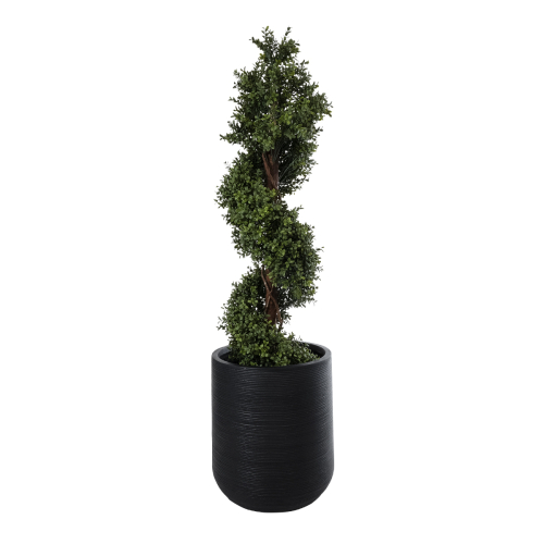 GloboStar® Artificial Garden DAMASCUS 20694 Διακοσμητικό Πολυεστερικό Τσιμεντένιο Κασπώ Γλάστρα - Flower Pot Μαύρο Φ45 x Υ45cm