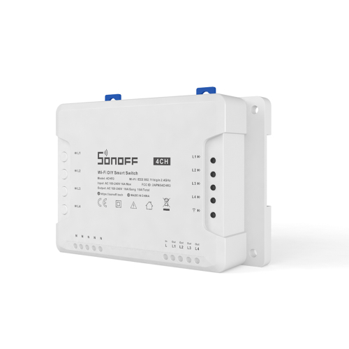 GloboStar® 80010 SONOFF 4CHR3 - Wi-Fi Smart Switch DIY Four Way 4 Gang - 4 Output Channel