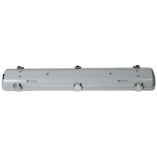 GloboStar® 90611 60cm Tri-Proof Πλαστικό PC Σκαφάκι με Μεταλλικά Clips για 2 x Λάμπες T8 Τύπου Φθορίου LED Τροφοδοσίας Ενός Άκρου Αδιάβροχο IP65
