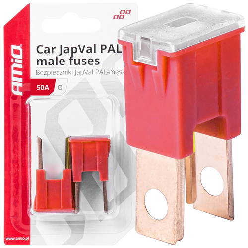 ΑΣΦΑΛΕΙΕΣ JapVal PAL O ΑΡΣΕΝΙΚΕΣ 50A ΣΕ ΚΟΚΚΙΝΟ ΧΡΩΜΑ AMIO - 2 Τεμ.