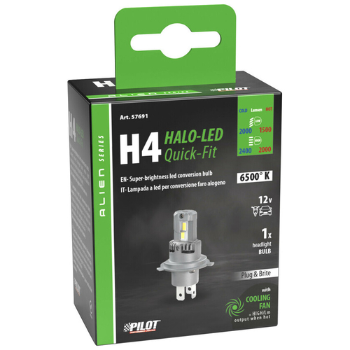 ΛΑΜΠΑ LED H4 12V 6.500K P43t ΘΕΡΜΟ 2.000lm/2.400lm+ΨΥΧΡΟ1.500/2.000lm 25W HALO LED QUICK FIT ALIEN SERIES LAMPA - 1 ΤΕΜ.