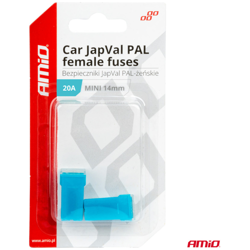 ΑΣΦΑΛΕΙΕΣ JapVal PAL ΜΙΝΙ 14mm ΘΗΛΥΚΕΣ 20A ΣΕ ΓΑΛΑΖΙΟ ΧΡΩΜΑ AMIO - 2 Τεμ.