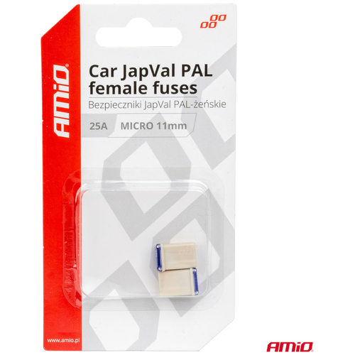 ΑΣΦΑΛΕΙΕΣ JapVal PAL ΜICRO 11mm ΘΗΛΥΚΕΣ 25A ΣΕ ΛΕΥΚΟ ΧΡΩΜΑ AMIO - 2 Τεμ.
