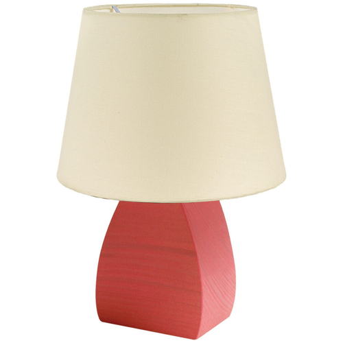 20226045 - WIKUS - Modern Style - Φωτιστικό Επιτραπέζιο/Πορτατίφ/Λαμπατέρ - Μονόφωτο - 1xE14 - Ξύλινο - Κόκκινο με Μπέζ - Καπέλο - Φ20 x Υ27cm