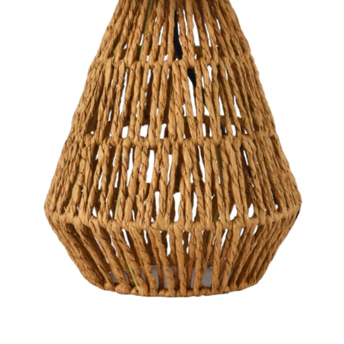 20204018 - MANDO - Modern Style - Επιτραπέζιο/Πορτατίφ/Λαμπατέρ - Μονόφωτο - 1xE27 - Σχοινί με Ύφασμα - Καφέ με Λευκό - Καπέλο - Φ25 x Υ40cm