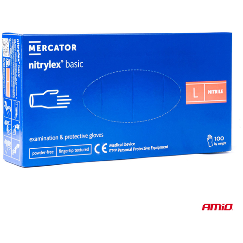 ΓΑΝΤΙΑ ΝΙΤΡΙΛΙΟΥ MERCATOR NITRYLEX BASIC ΣΕ ΜΠΛΕ ΧΡΩΜΑ LARGE (L) ΑΜΙΟ - 100 ΤΕΜ.