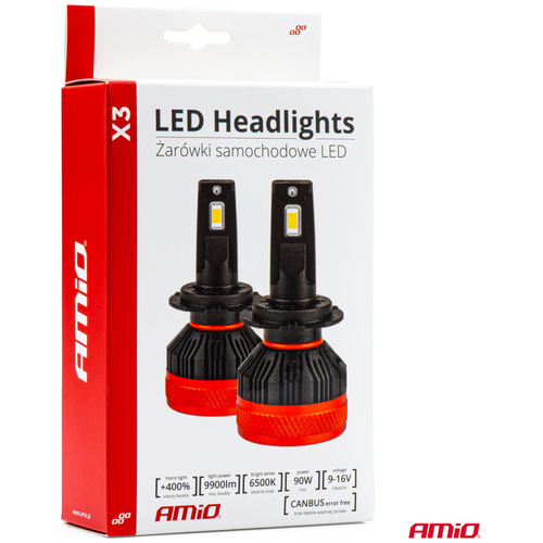 ΛΑΜΠΕΣ LED CAN-BUS HΒ3 9005 9>16V 90W 6.500K 9900lm (ΜΕ ΑΝΕΜΙΣΤΗΡΑΚΙ) X3 SERIES AMIO - 2 Τεμ.
